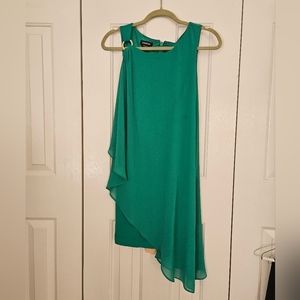 Bebe green dress w sheer overlay